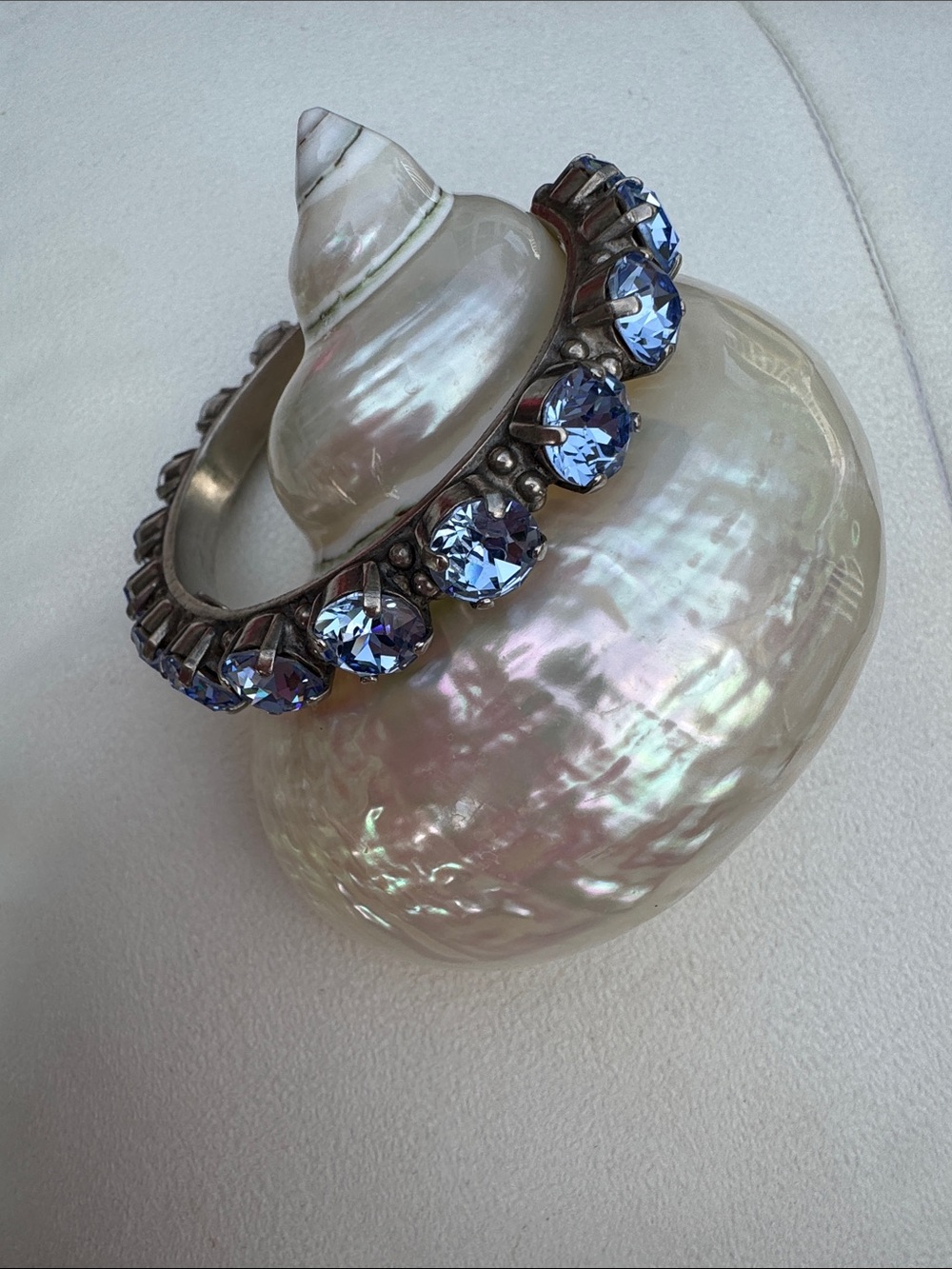Sorrelli Blue Crystal Cuff Bracelet in Antique Silver